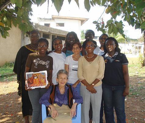 34 cote divoire.jpg - 30 January 2010: Cote d?Ivoirez: There is a large community of meditating ladies. The one teacher of Transcendental Meditation?Pauline Moskall (seated)?offers group meditations for the Meditators every week and monthly Coherence and Knowledge Days at their Center.